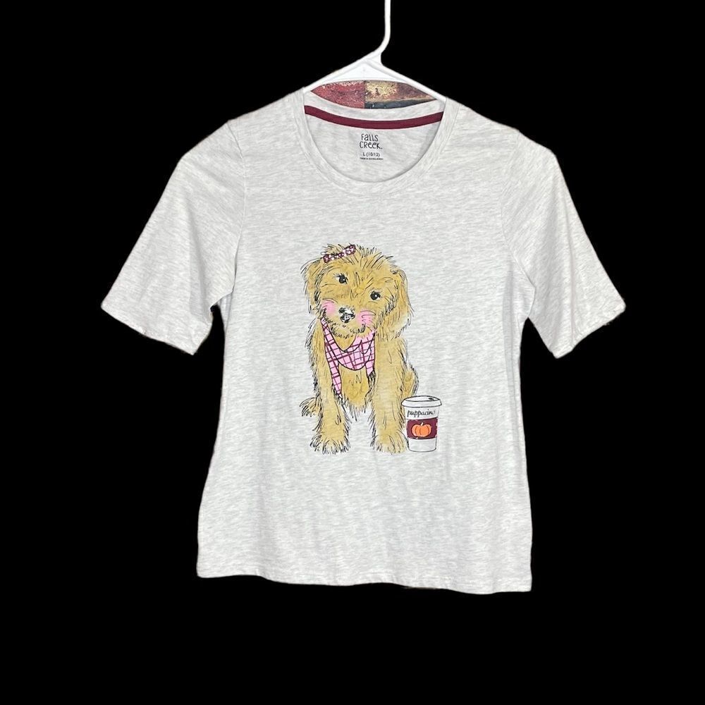 5 for $25🔥Falls Creek Puppy Pumpkin Latte T-Shirt Size Large (10-12)